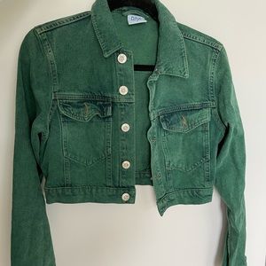 Green Denim Cropped Jacket BDG Urban Outfitters Size S